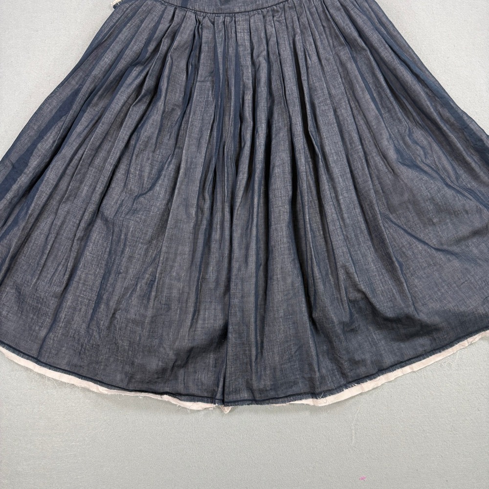 Prada Dress Women Navy Fits Small Sport Chambray Pleated Sleeveless Raw Hem Y2K - Picture 11 of 12